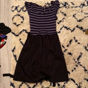 Blue and black striped dress